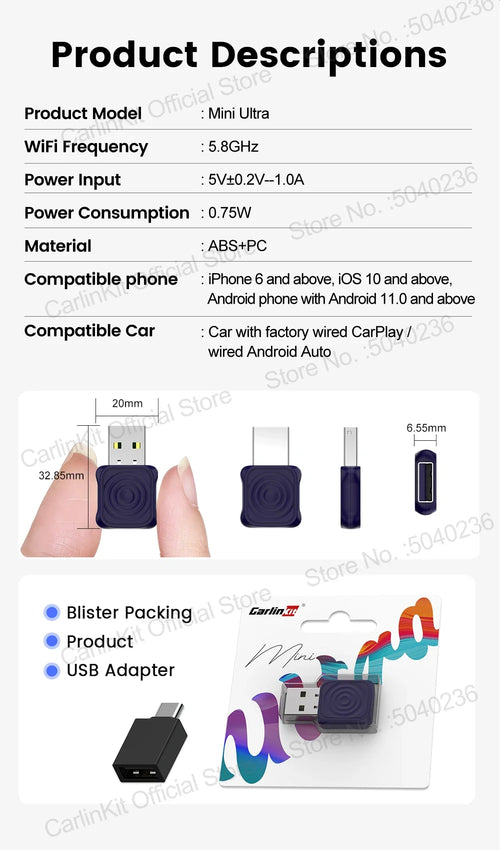 CarCodes Wireless CarPlay Adapter